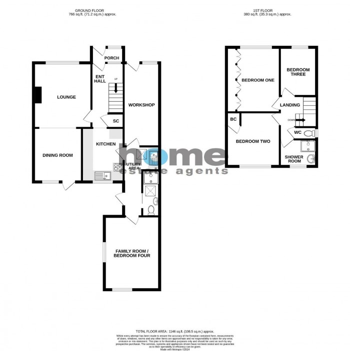 Floorplan for Brookfield Road, Bedford