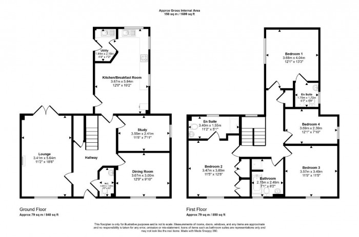 Floorplan for Langlands Road, Bedford