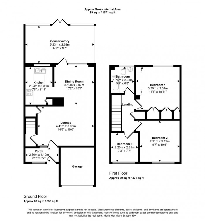 Floorplan for Wren Close, Flitwick