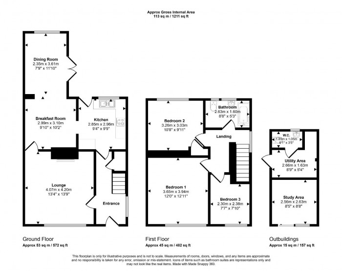 Floorplan for Conway Crescent, Bedford